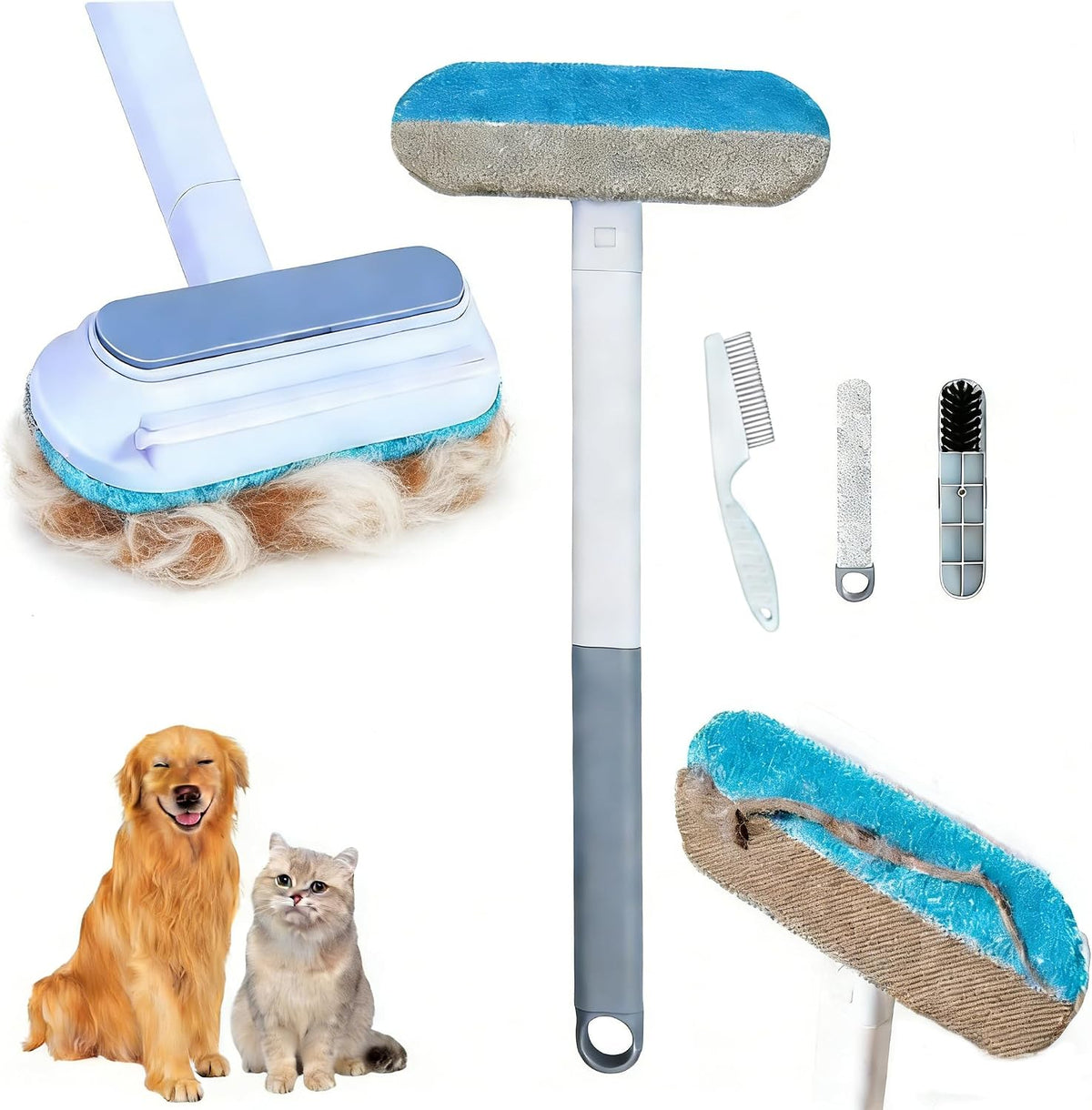 4 in 1 Pet Hair Remover for Furniture, Multifunctional Pet Hair Removal Brush Reusable Pet Hair Remover Tool 2025 New Pets Hair Remover for Couch Carpets, Clothes, Bedding, Window